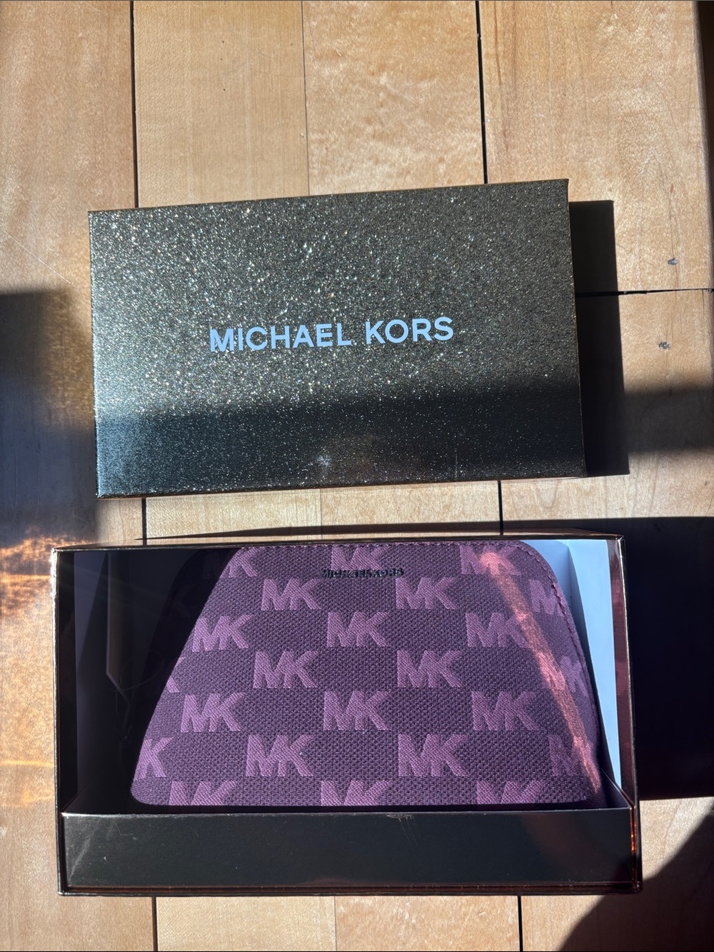 Michael Kors women’s  ox blood jet set small MK Logo Travel Pouch